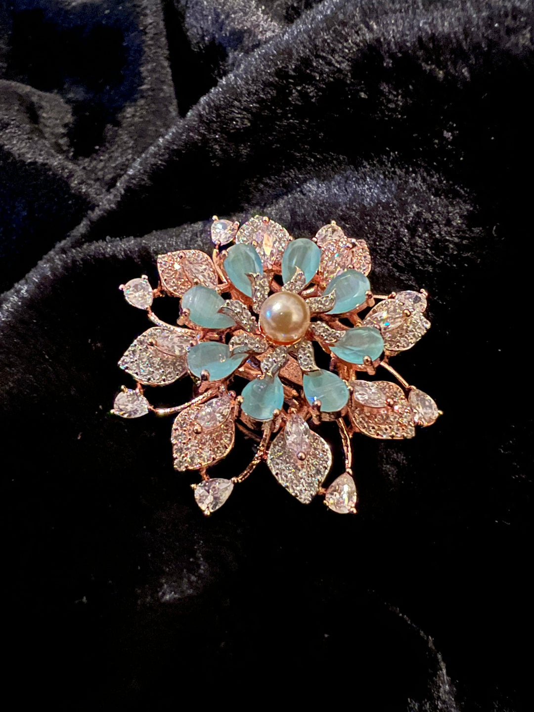 Statement Sea Green Zirconia Ring - SHIVKA