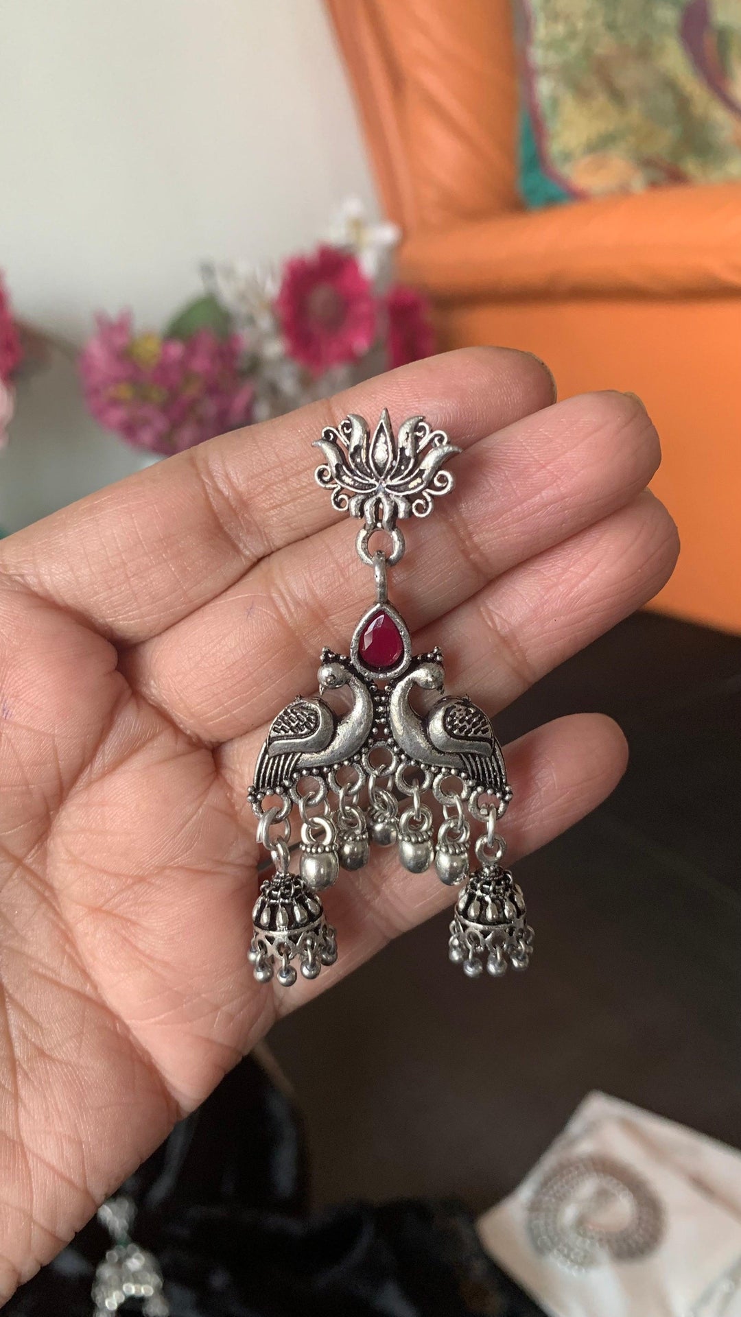 Peacock Double Jhumki Danglers - SHIVKA