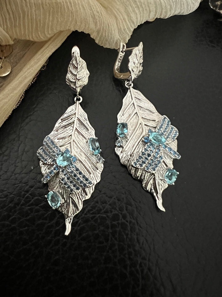 Designer Pure 925 Silver Dragon Fly Earrings