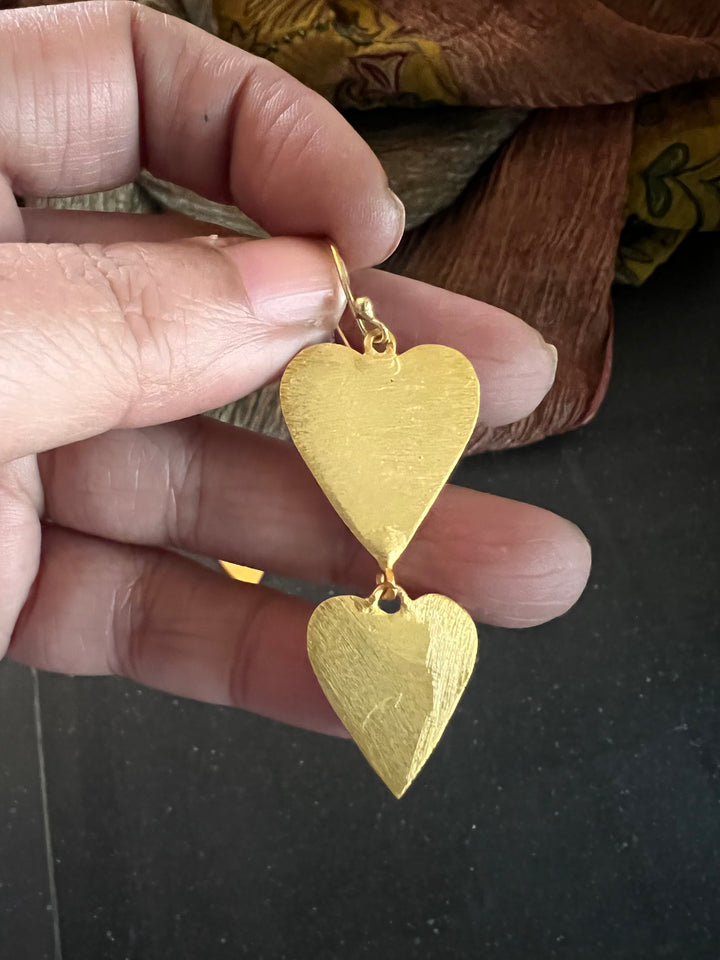 Double Heart Danglers