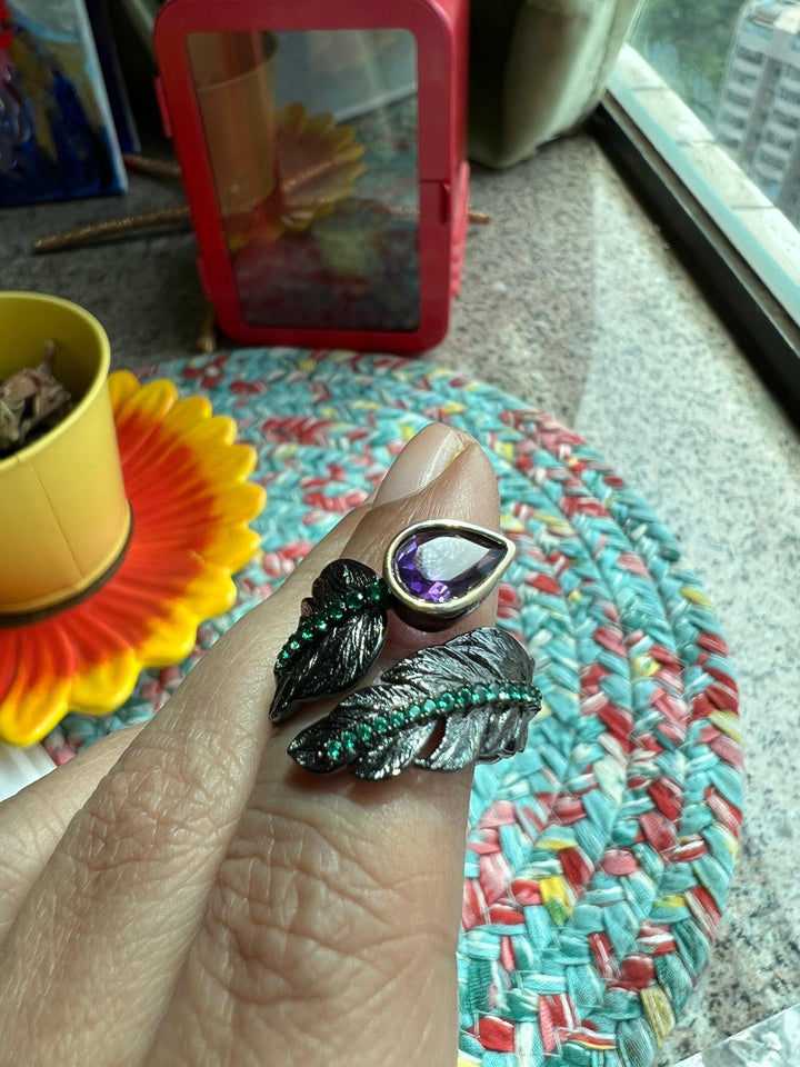 Vintage Pure 925 Silver Amethyst  Ring - SHIVKA