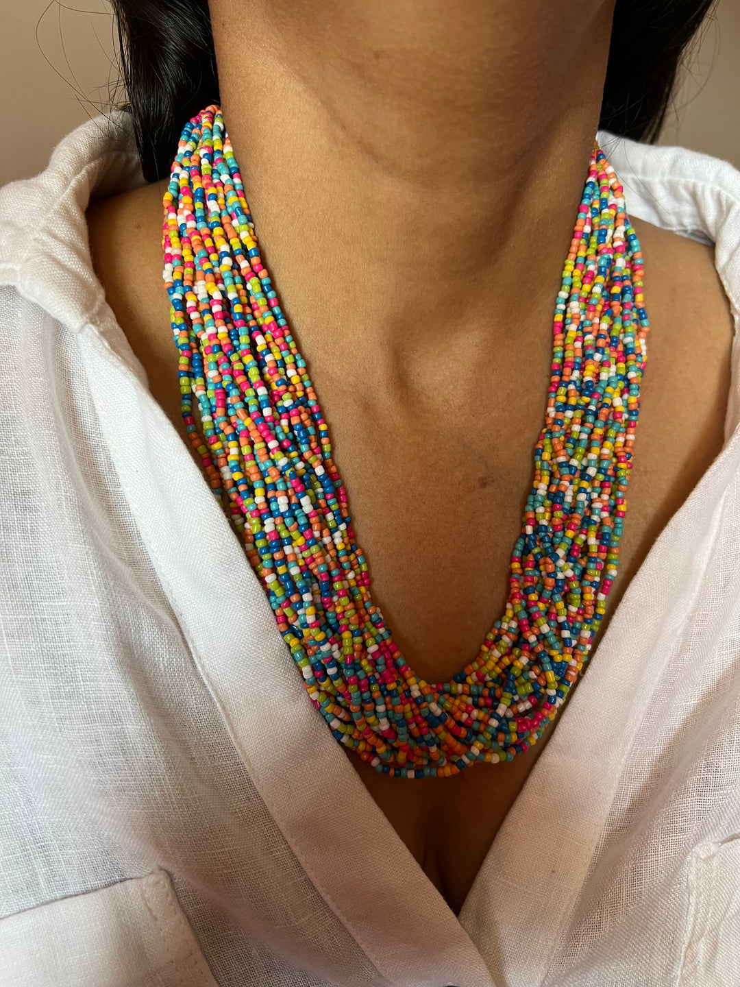 Beautiful Multicolour Beaded Necklace with Statement Studs