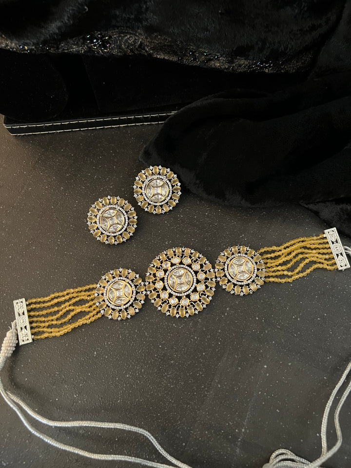 Victorian Kundan Choker Necklace with Earrings