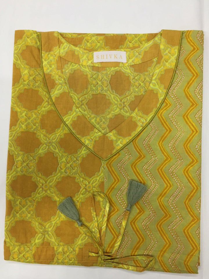 Indian Print Cotton Kaftan - SHIVKA
