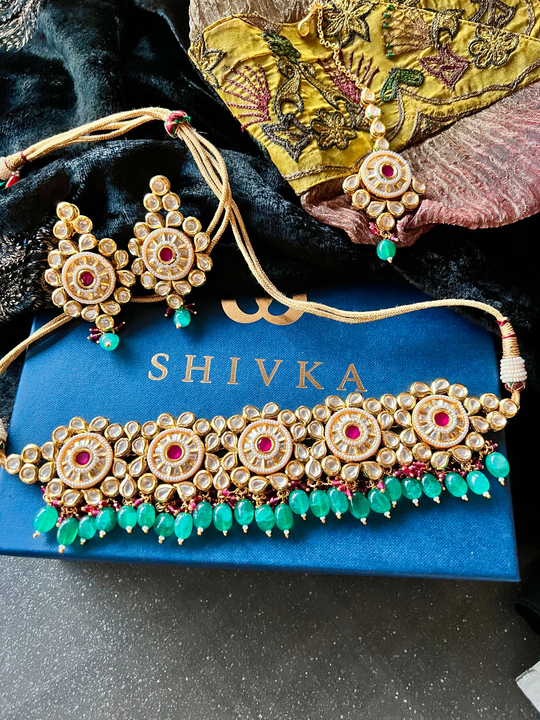 Elegant Kundan Choker with Earrings and Maangtikka