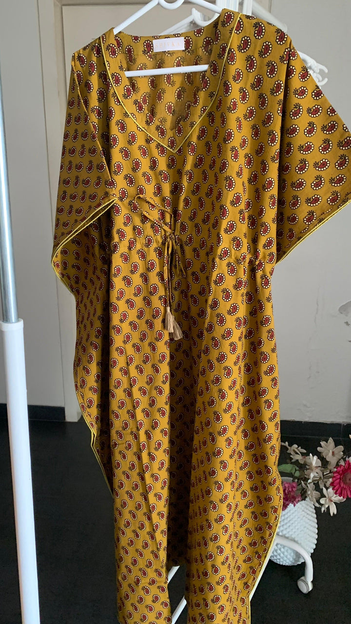 Indian Print Cotton Kaftan - SHIVKA