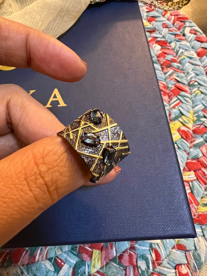 Designer London Blue Topaz Pure Silver Ring