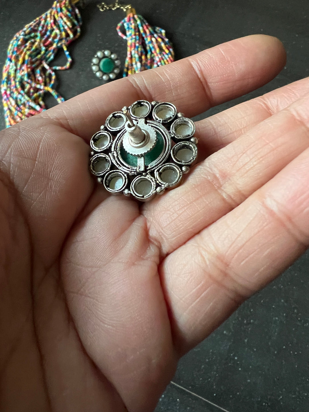 Beautiful Multicolour Beaded Necklace with Statement Studs