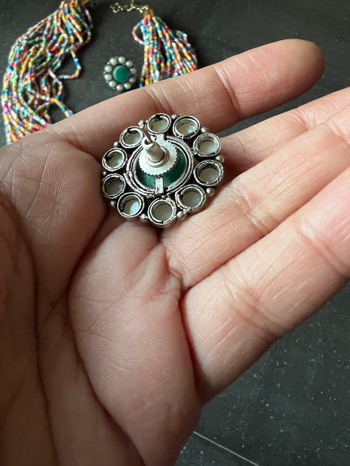 Beautiful Multicolour Beaded Necklace with Statement Studs