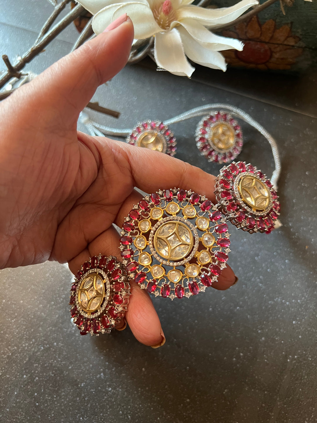 Victorian Kundan Choker Necklace with Earrings