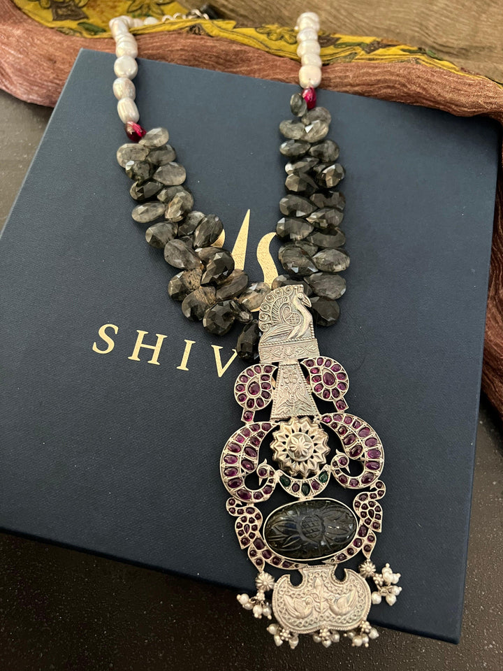 Moss Rutile Pure 925 Silver Necklace - SHIVKA