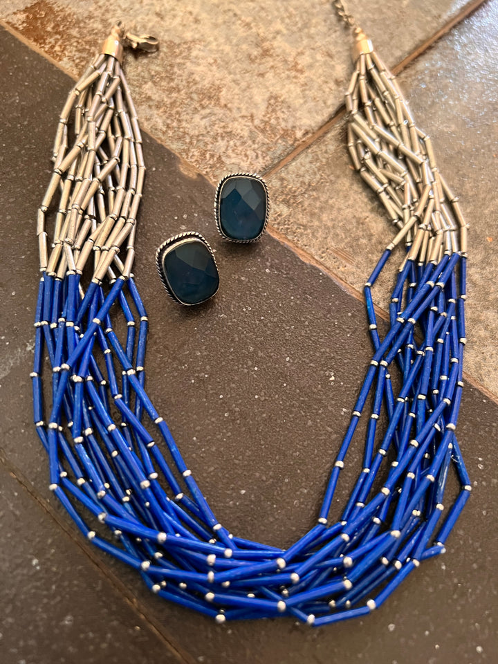 Beaded Necklace with Studs