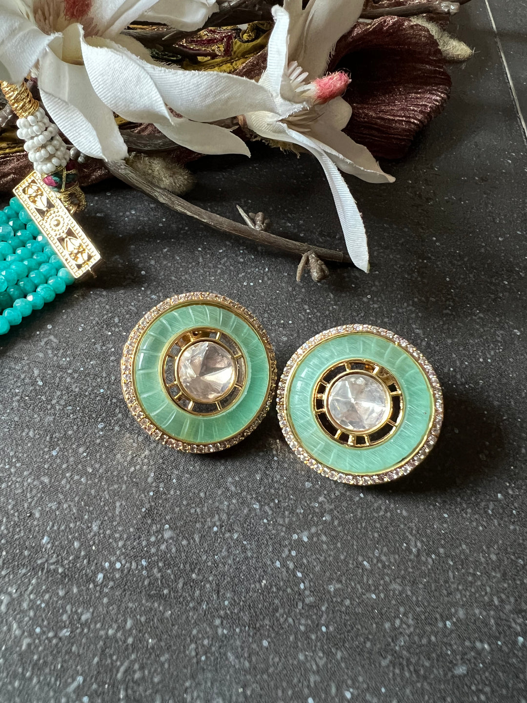 Victorian Kundan Choker Necklace with Earrings