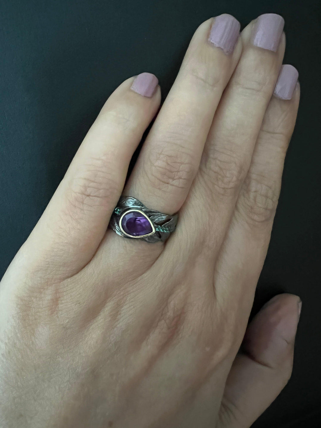 Vintage Pure 925 Silver Amethyst  Ring - SHIVKA