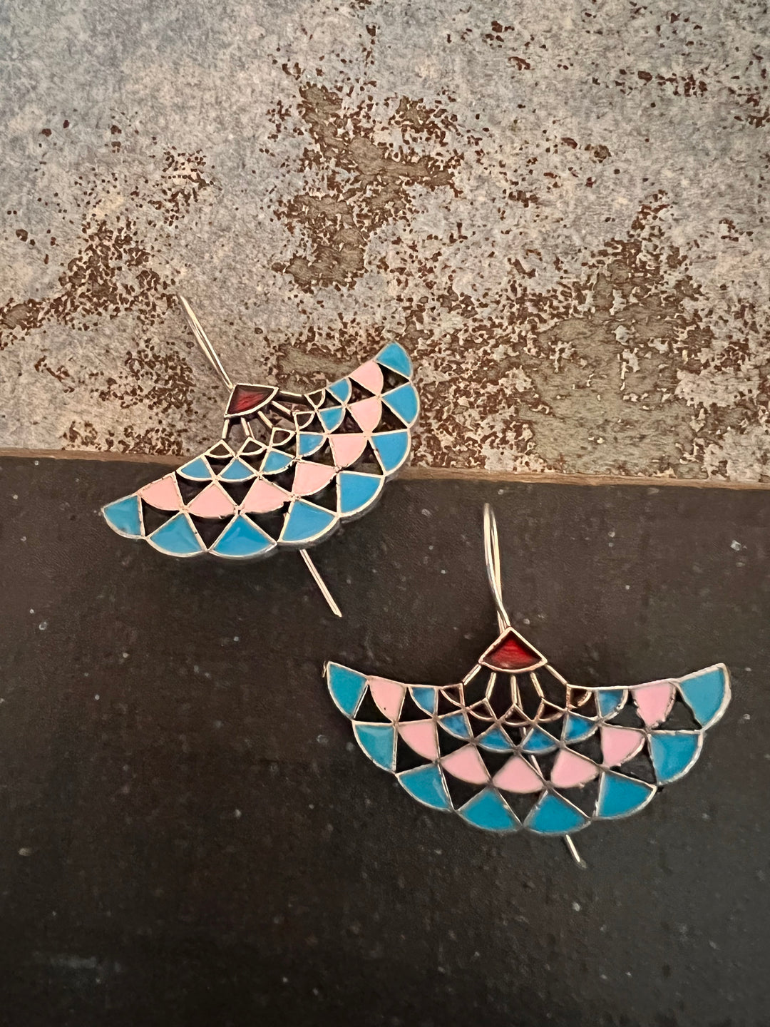 Enamelled Brass Earrings