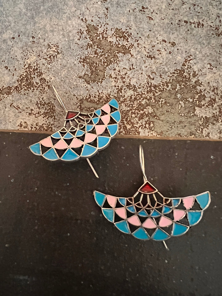 Enamelled Brass Earrings