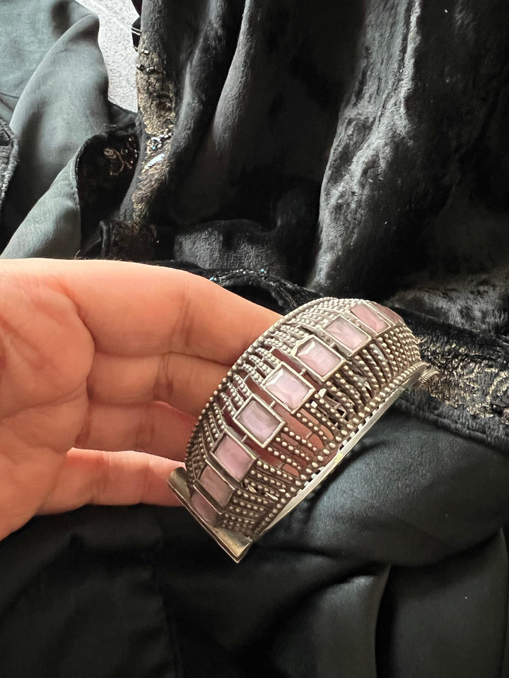 Statement Pink Stone Antique Kada/ Premium Quality Kada / Indian Bangle - SHIVKA