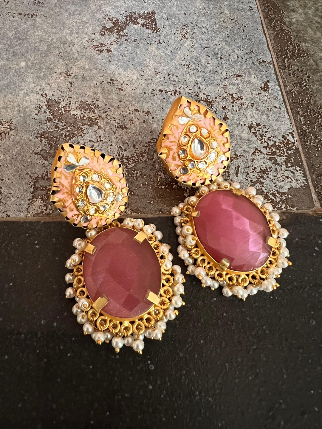 Pink Gemstone Earrings - SHIVKA
