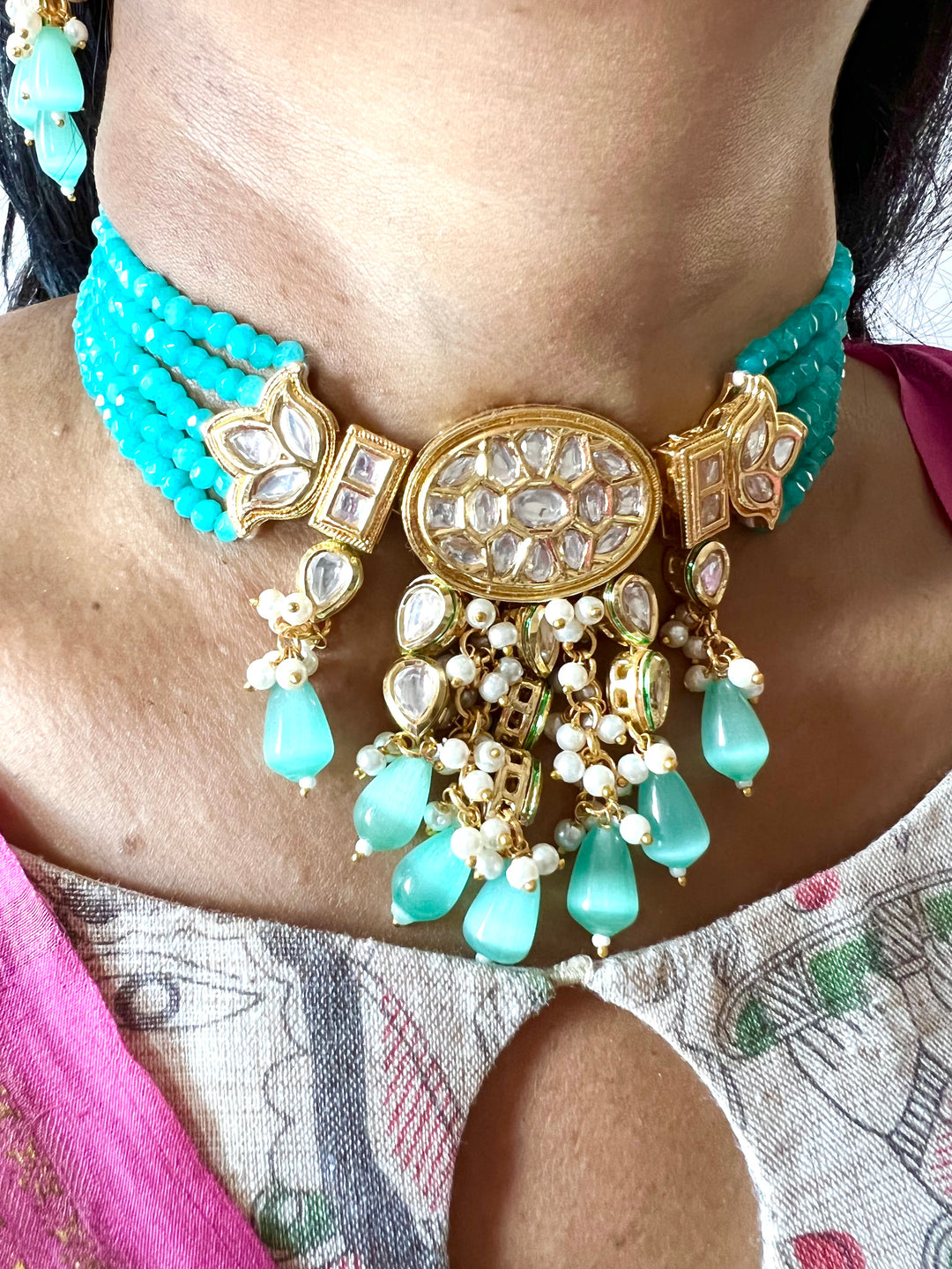 Classic Kundan Choker with Earrings and Maangtikka