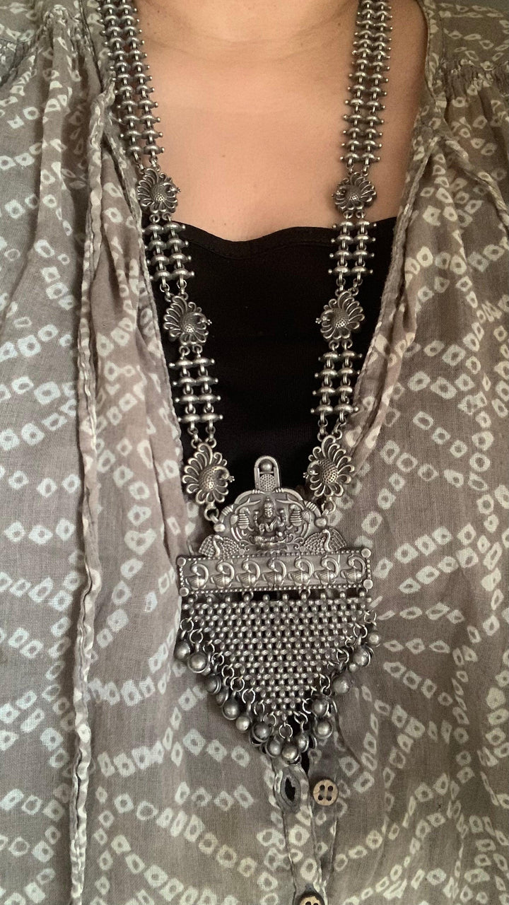 Vintage Pendant Long Necklace with Statement Earrings - SHIVKA