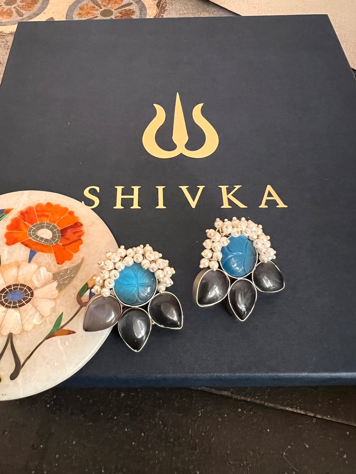 Carved Stone Bee Studs