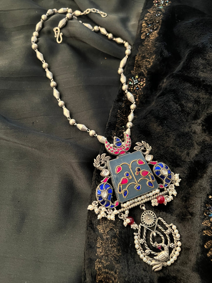 SHIVKA Vintage Pure 925 Silver Pendant Necklace