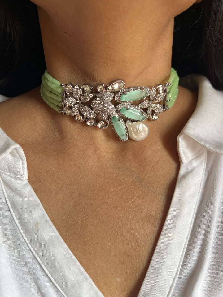 Sea Green Designer Choker with Studs