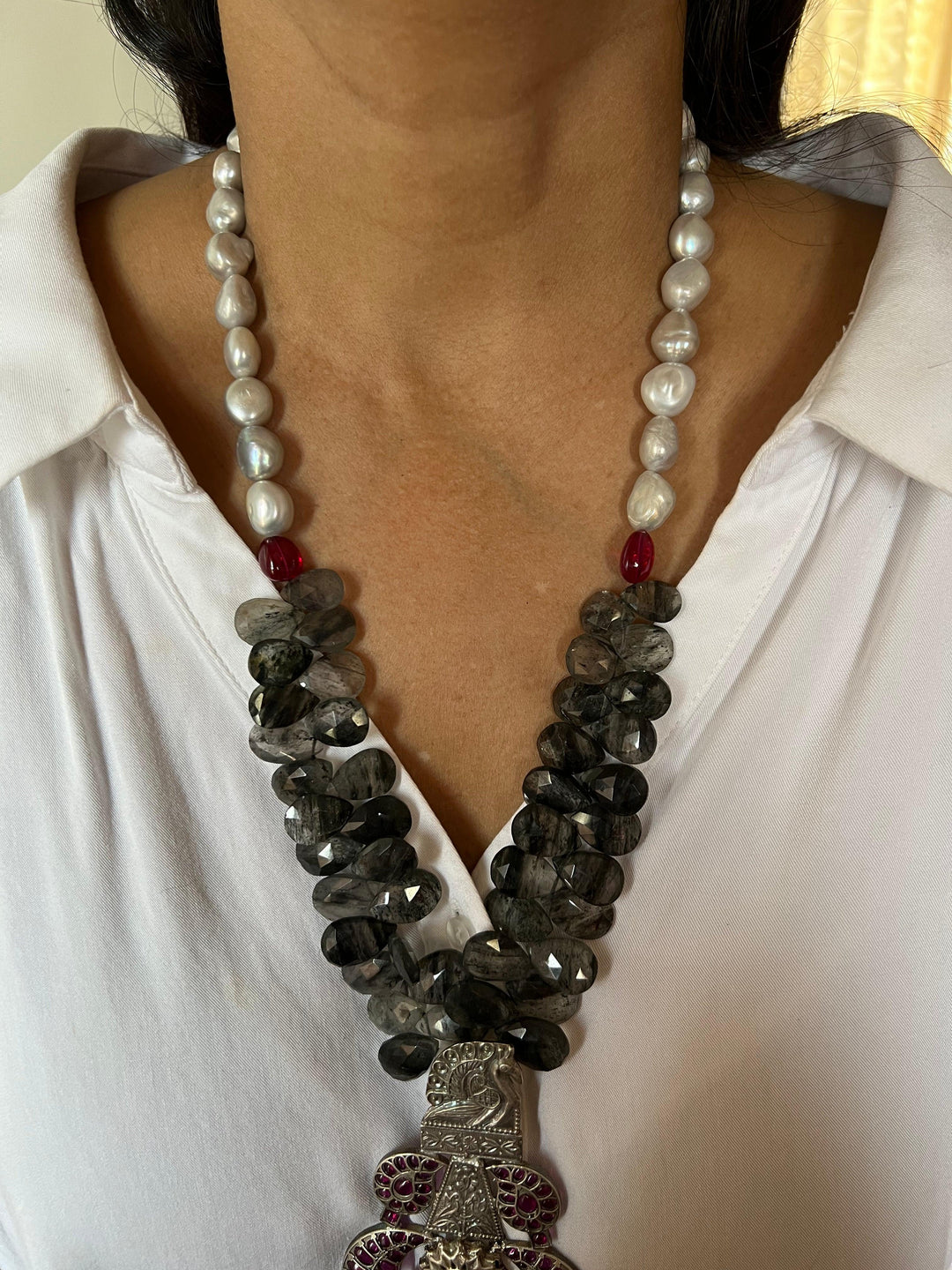 Moss Rutile Pure 925 Silver Necklace - SHIVKA