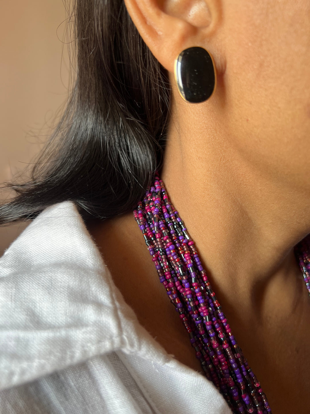 Beaded Necklace with Studs