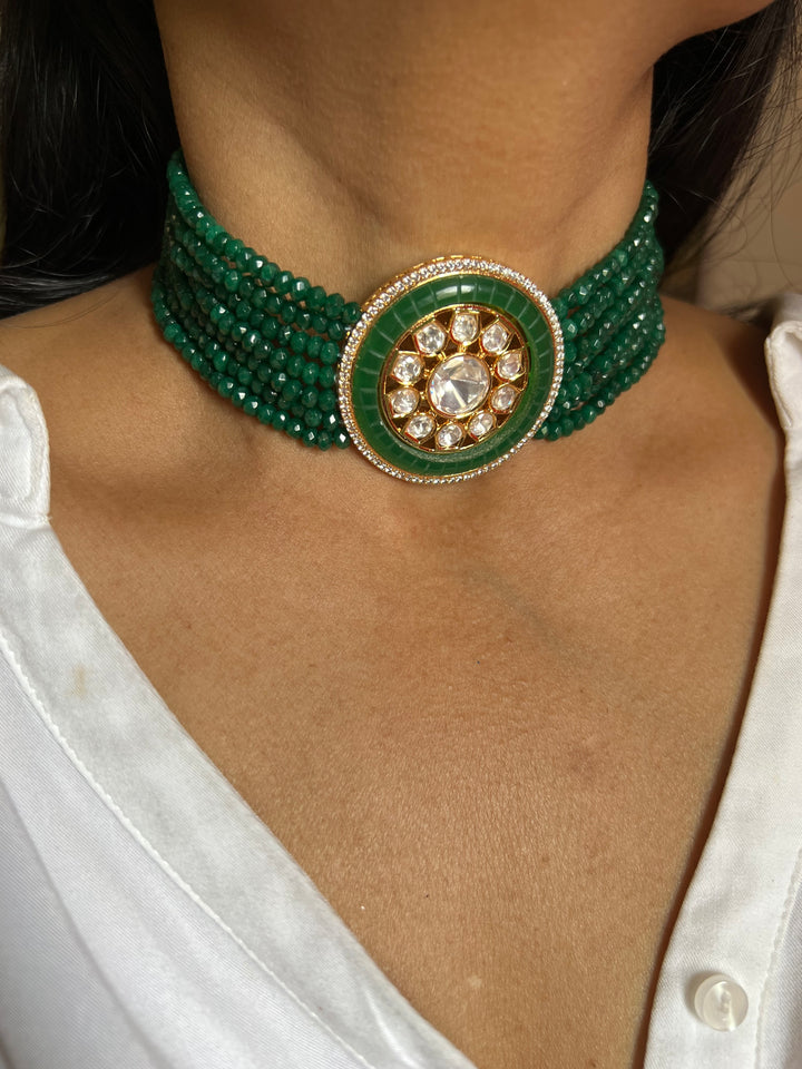 Victorian Kundan Choker Necklace with Earrings