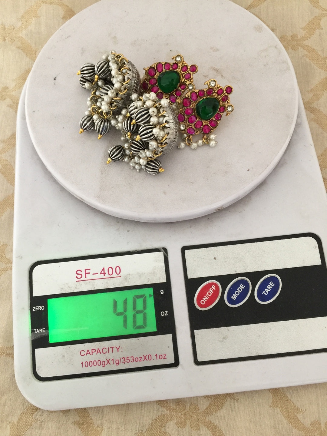 Designer Dual Tone Necklace with Kundan Earrings