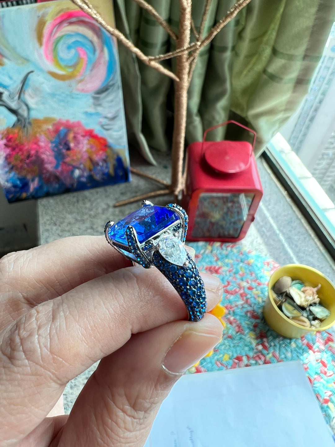 Designer Pure Silver Cubic Zirconia Ring