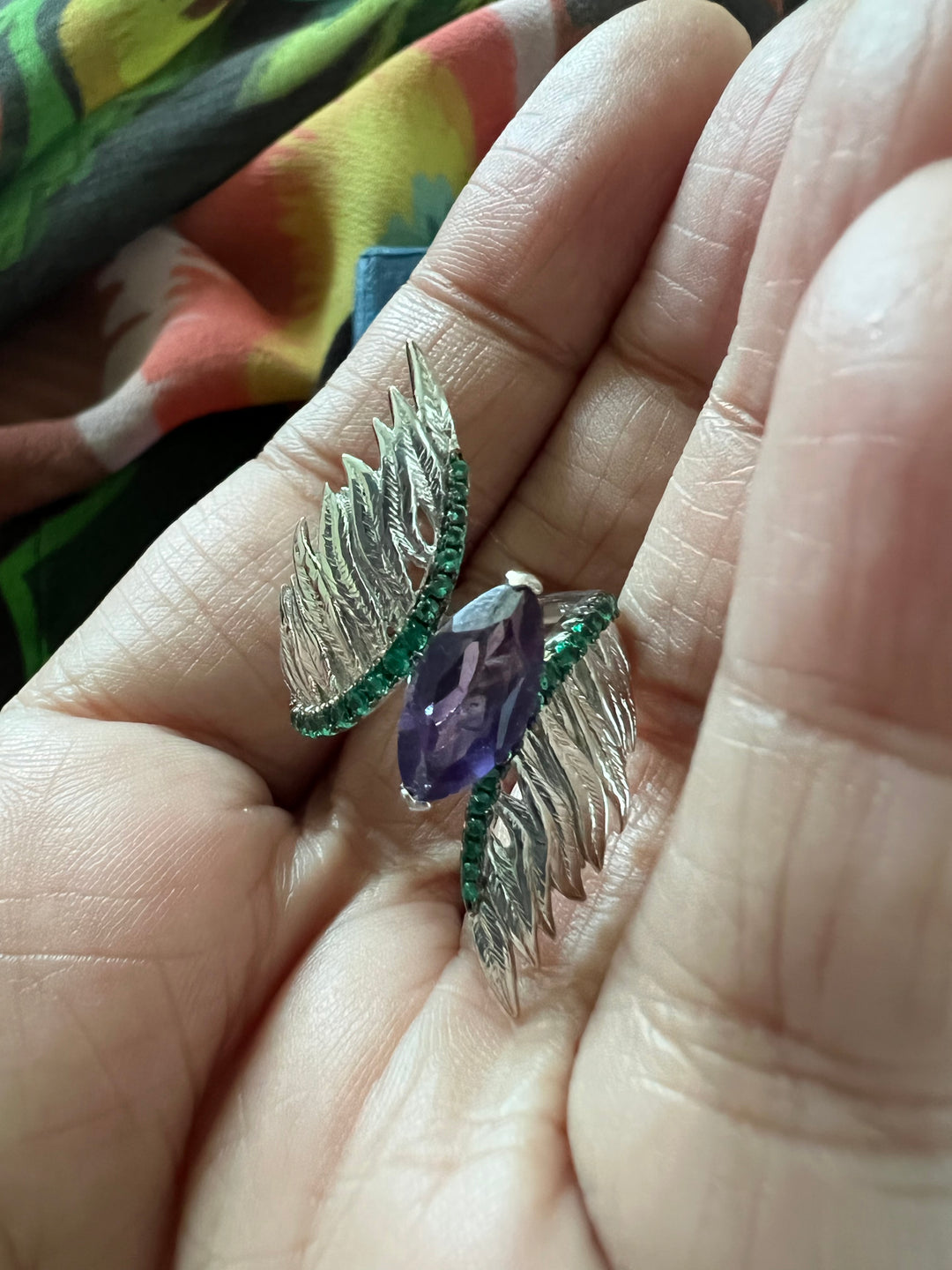 Designer Pure Silver Amethyst Ring