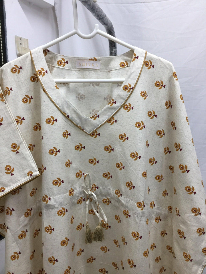Indian Print Cotton Kaftan - SHIVKA