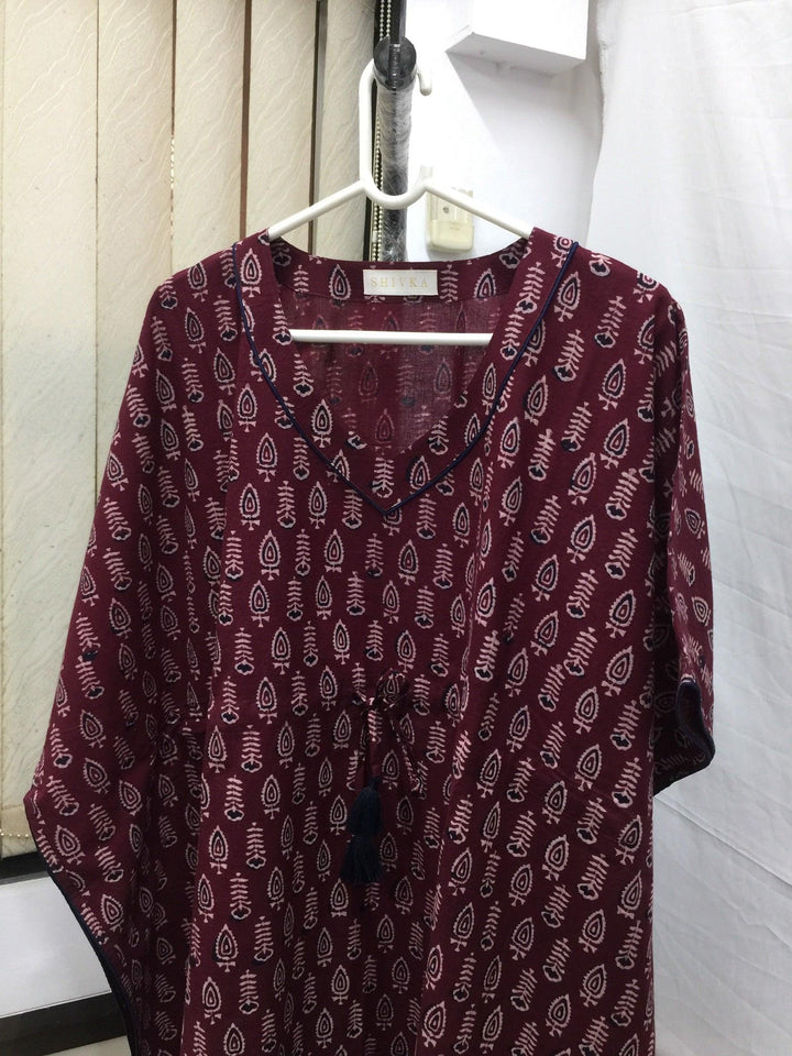 Indian Print Cotton Kaftan - SHIVKA