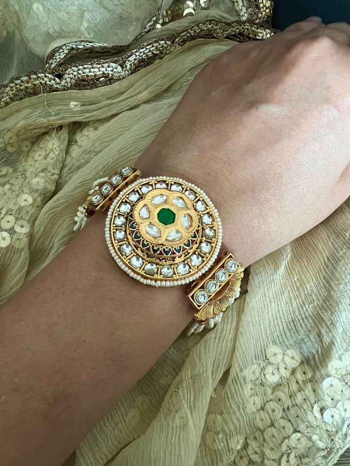 Pearls and Gold Kundan Bracelet - SHIVKA
