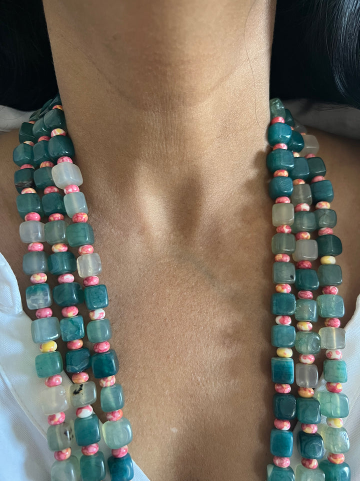 Three layered beaded necklace