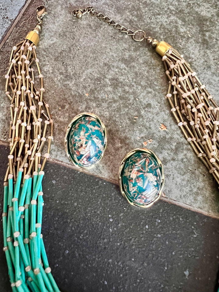 Beaded Necklace with Studs