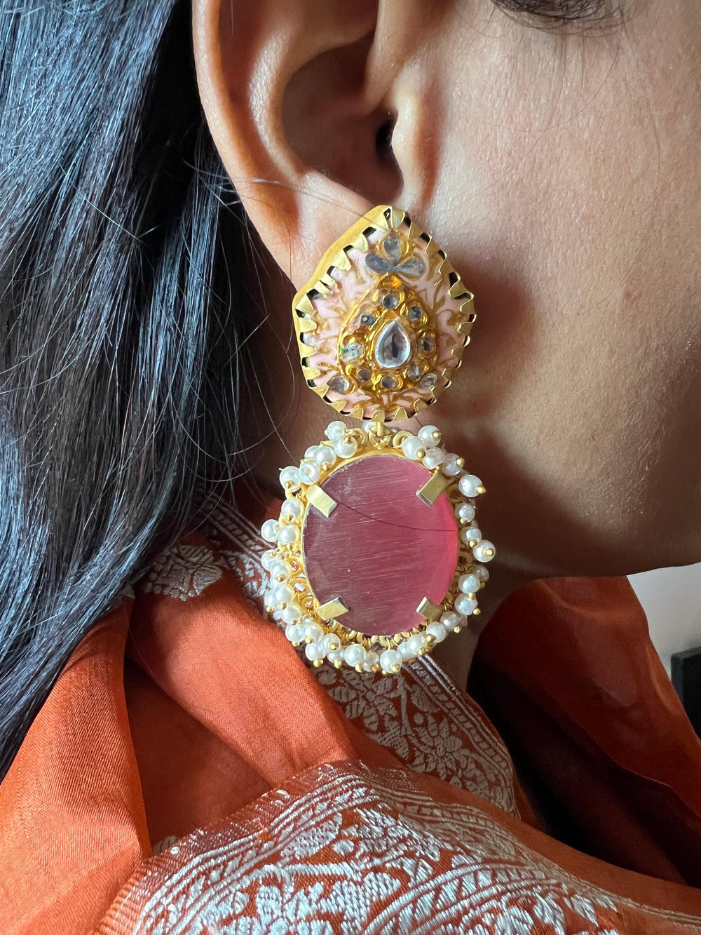 Pink Gemstone Earrings - SHIVKA