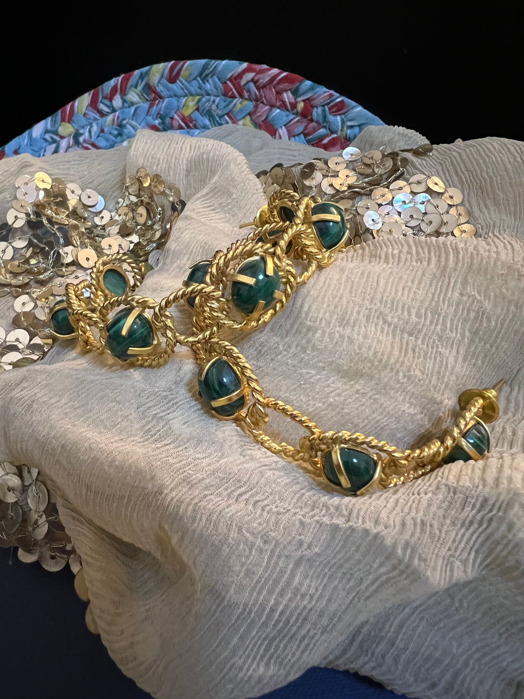 Designer Malachite Hoops