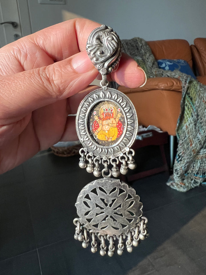 Hand-Painted Glass - Pure 925 Silver Earrings