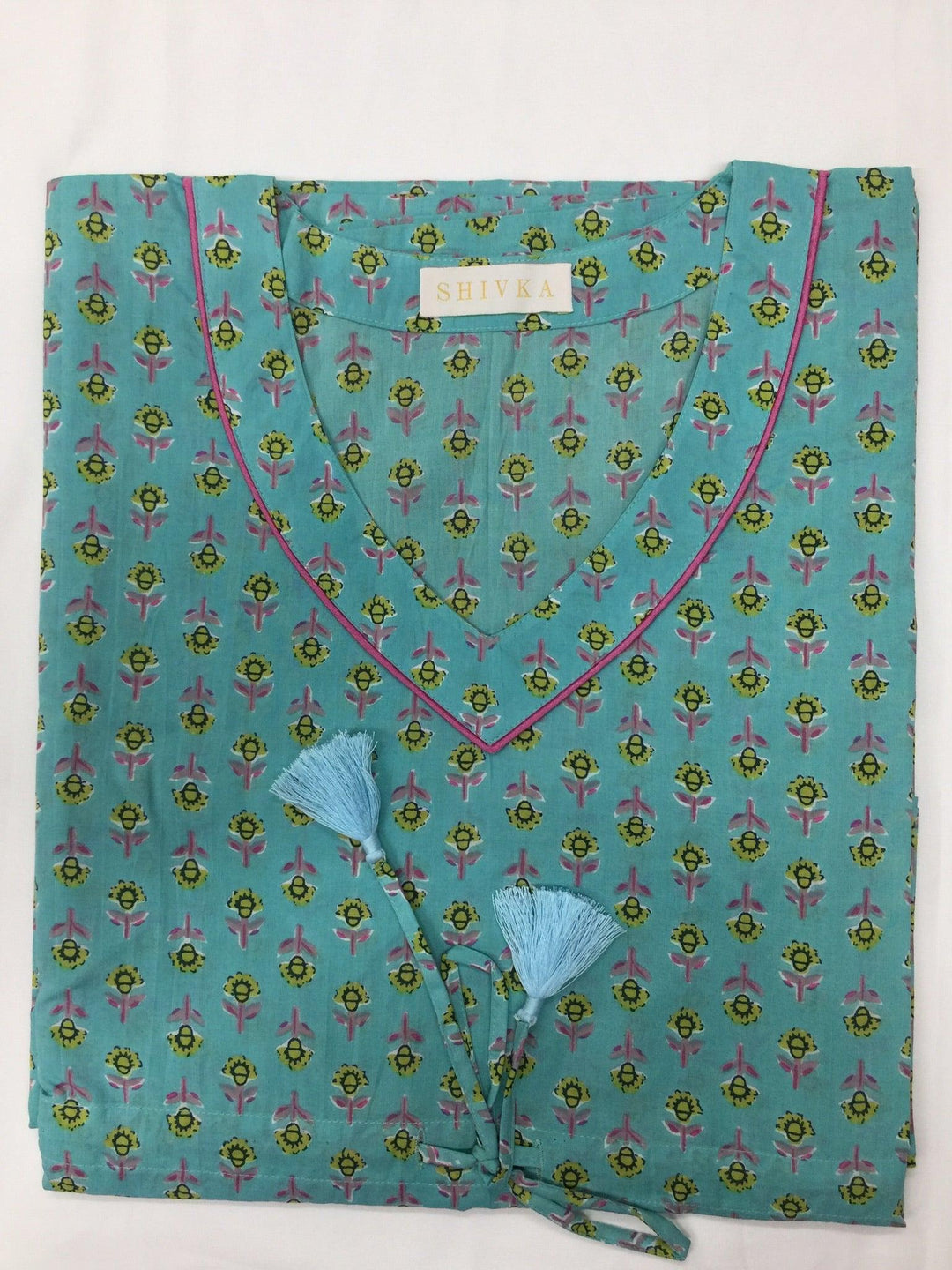 Indian Print Cotton Kaftan - SHIVKA