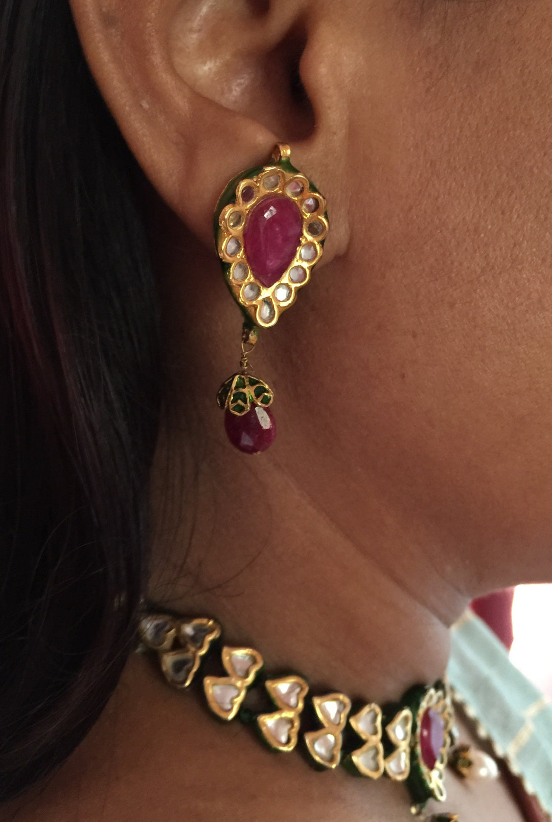 Vintage Kundan Necklace with Statement Earrings