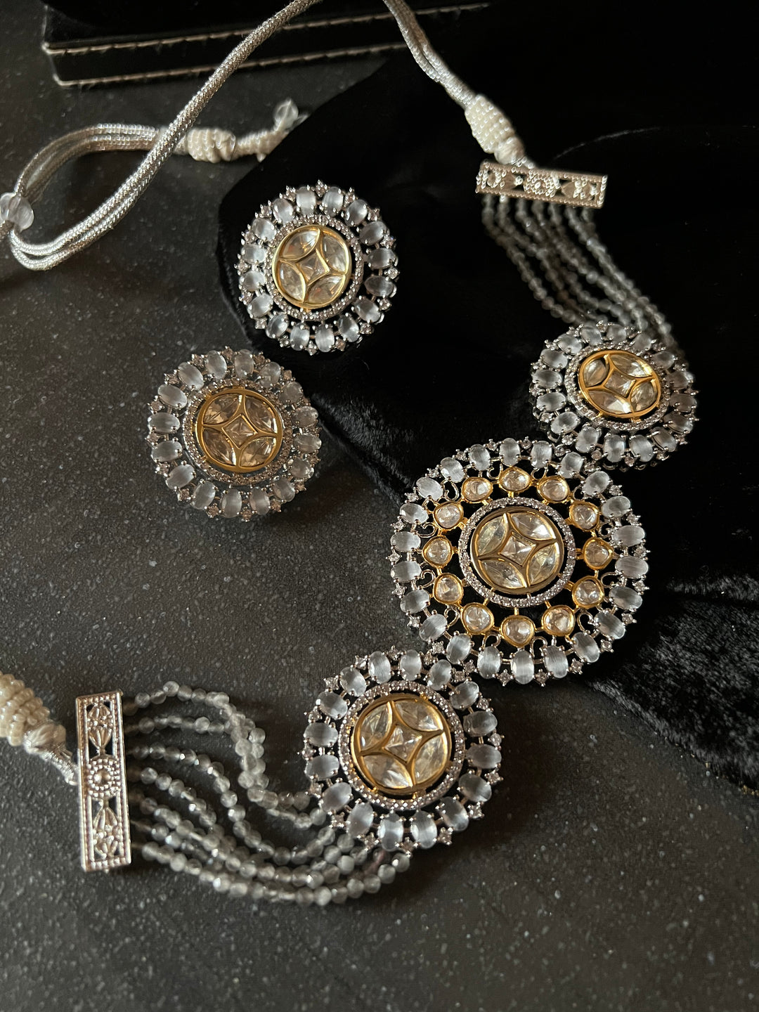 Victorian Kundan Choker Necklace with Earrings