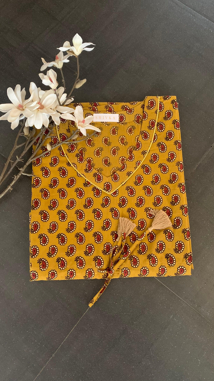 Indian Print Cotton Kaftan - SHIVKA
