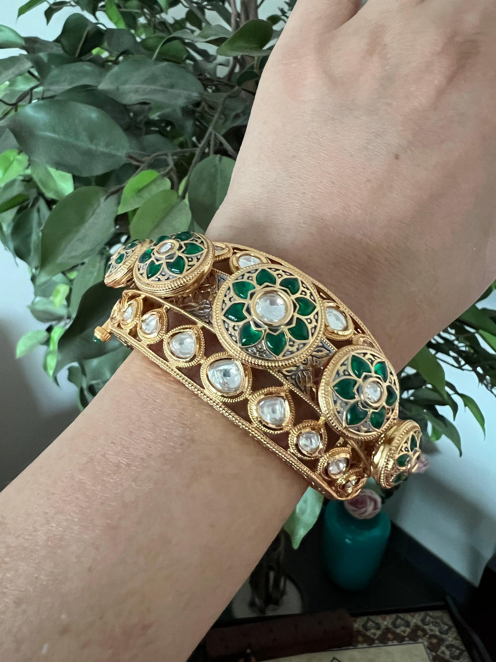 Statement Wedding Kundan Cuff - SHIVKA