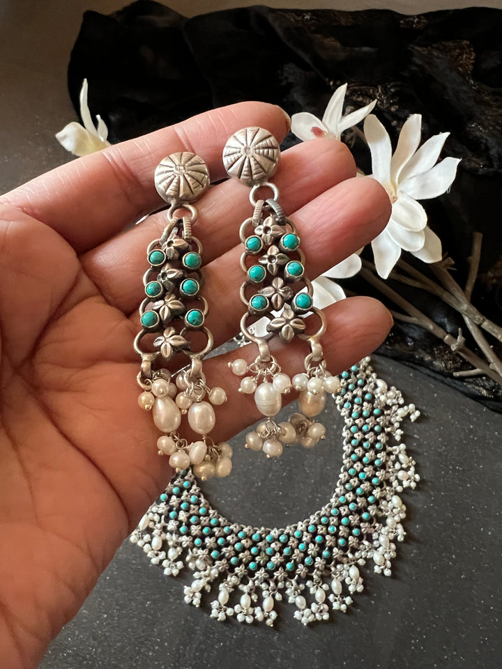 Vintage Pure 925 Silver Necklace with Earrings