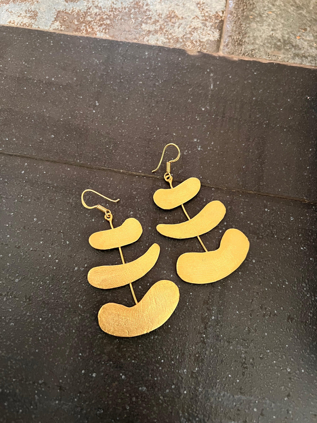 Stylish Textured Brass Earrings - SHIVKA