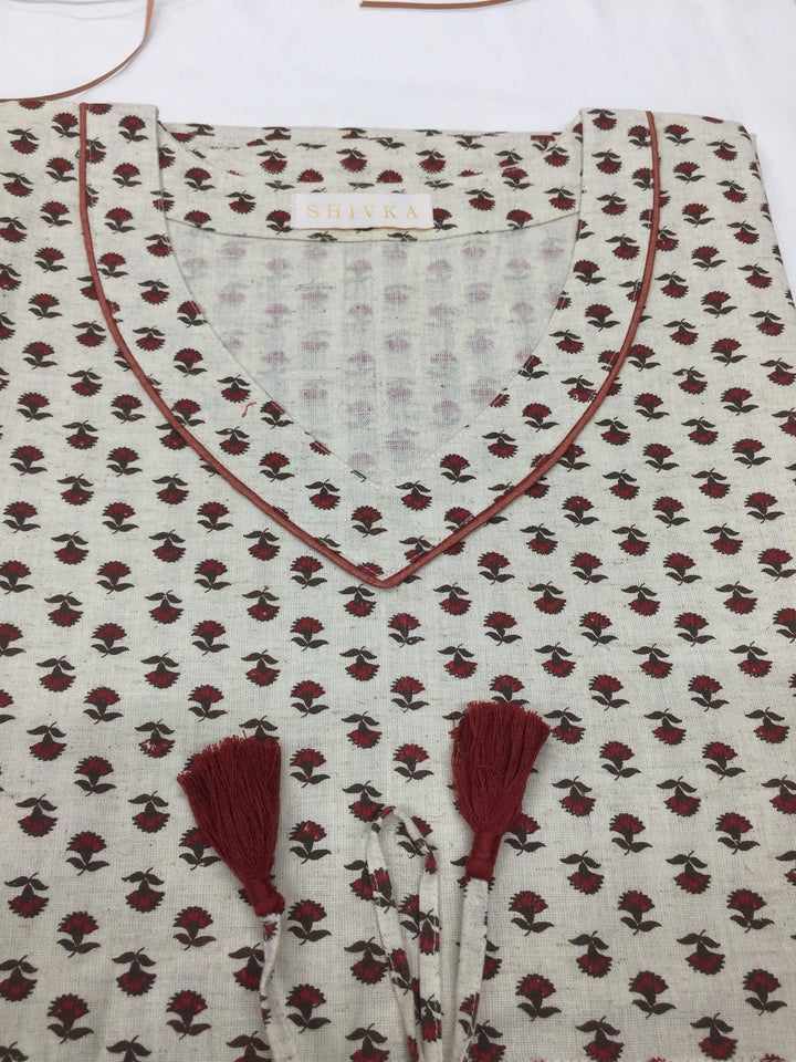 Indian Print Cotton Kaftan - SHIVKA