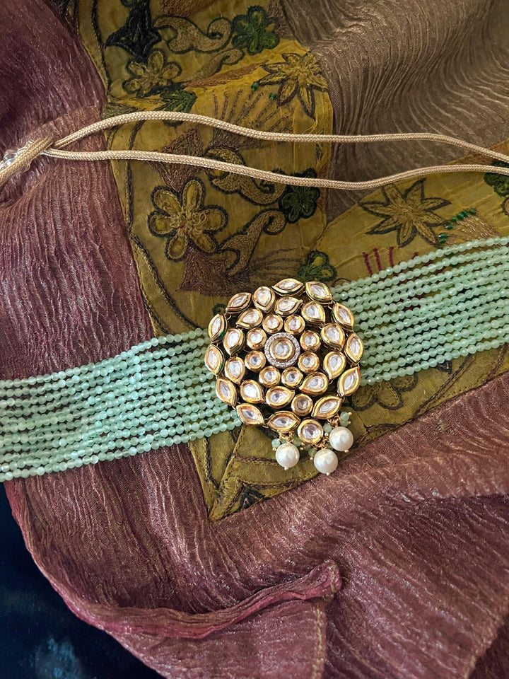 Kundan Choker and Pearl necklace Combo  with Earrings - SHIVKA